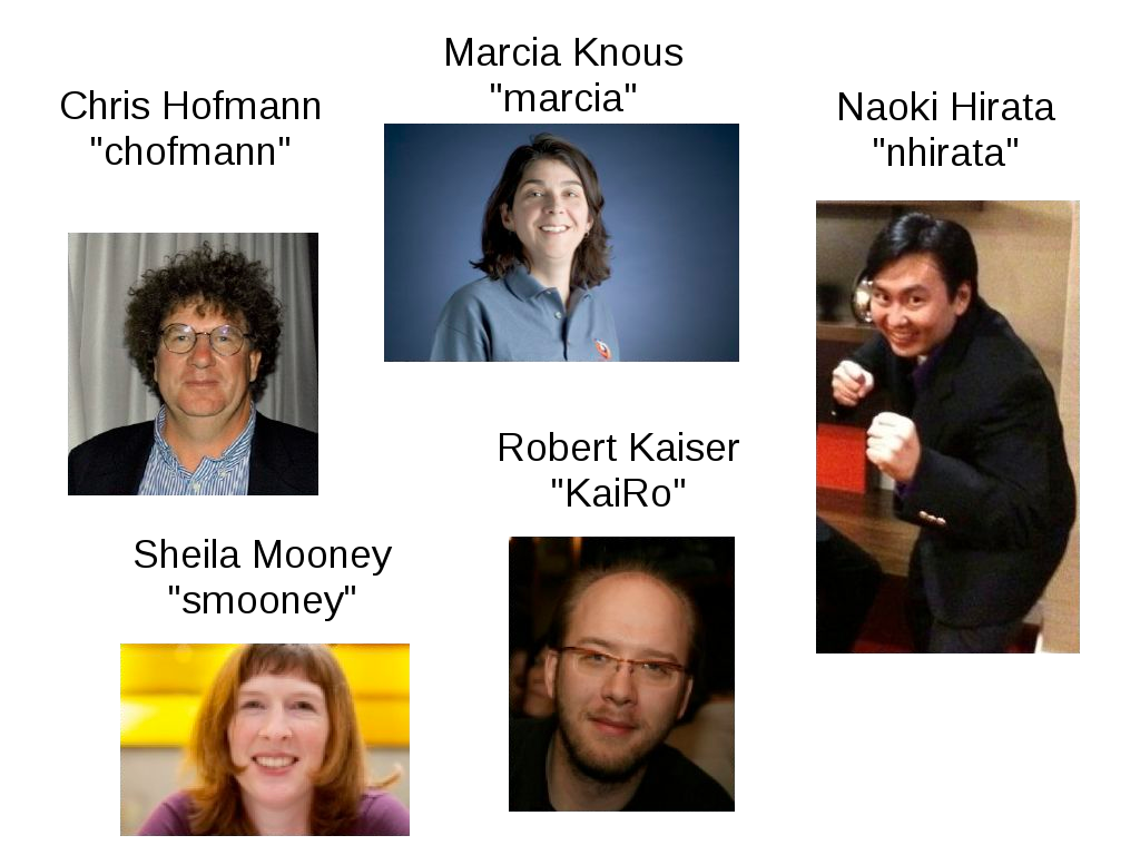 Chris Hofmann, Sheila Mooney, Marcia Knous, Noaki Hirata, Robert Kaiser